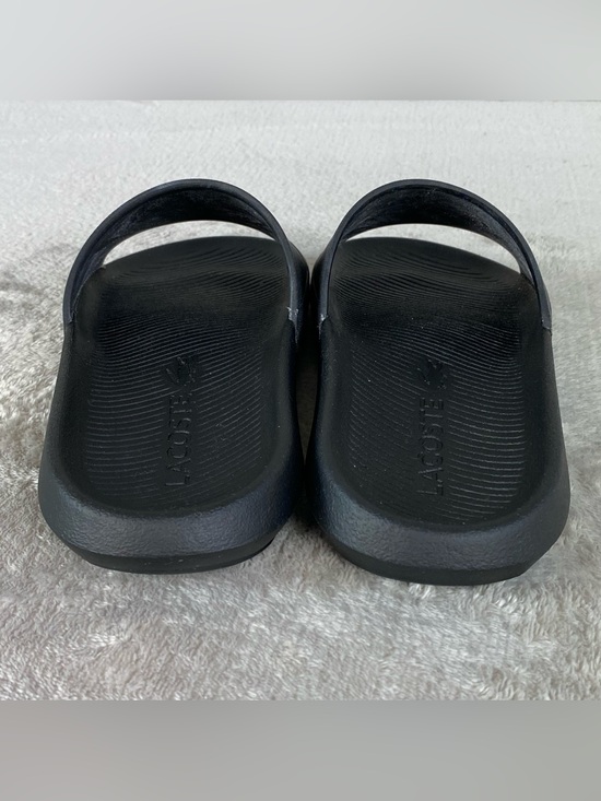 LaCoste Croco Slide Shoes Mens Size 8 Black Comfort Sandals Logo NEW
